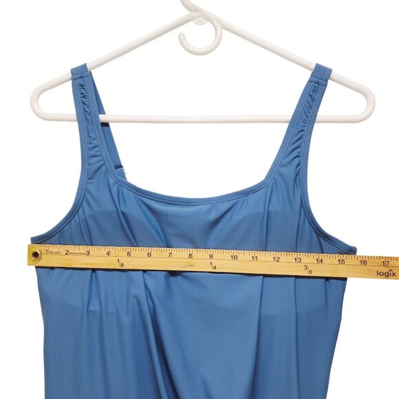Blue One-Piece Swim Dress With Adjustable Straps & Built-In Bottoms Size L - Picture 10 of 10